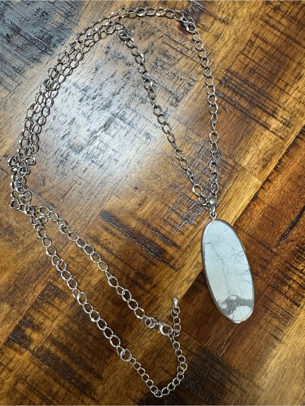 Silver Oval Pendant Necklace - Women's Jewelry